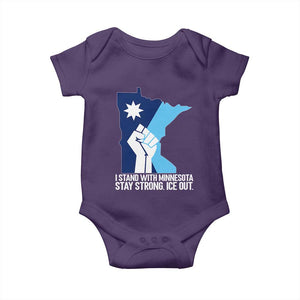 I Stand With Minnesota Baby Onesie Minnesota Flag Anti ICE Immigration Protest Resist TS14 Purple Print Your Wear