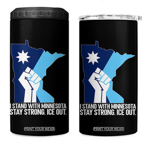 I Stand With Minnesota 4 in 1 Can Cooler Tumbler Minnesota Flag Anti ICE Immigration Protest Resist TS14 One Size: 16 oz Black Print Your Wear