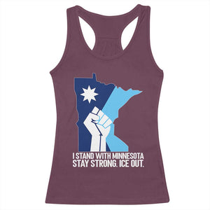 I Stand With Minnesota Racerback Tank Top Minnesota Flag Anti ICE Immigration Protest Resist TS14 Maroon Print Your Wear