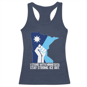 I Stand With Minnesota Racerback Tank Top Minnesota Flag Anti ICE Immigration Protest Resist TS14 Navy Print Your Wear