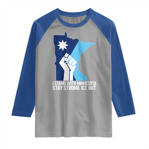 I Stand With Minnesota Raglan Shirt Minnesota Flag Anti ICE Immigration Protest Resist TS14 Sport Gray Royal Print Your Wear