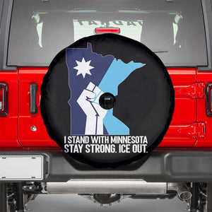I Stand With Minnesota Spare Tire Cover Minnesota Flag Anti ICE Immigration Protest Resist TS14 Black Print Your Wear