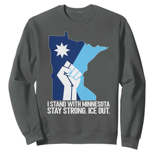I Stand With Minnesota Sweatshirt Minnesota Flag Anti ICE Immigration Protest Resist TS14 Dark Heather Print Your Wear