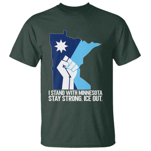 I Stand With Minnesota T Shirt Minnesota Flag Anti ICE Immigration Protest Resist TS14 Dark Forest Green Print Your Wear