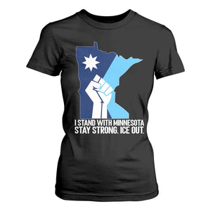 I Stand With Minnesota T Shirt For Women Minnesota Flag Anti ICE Immigration Protest Resist TS14 Black Print Your Wear