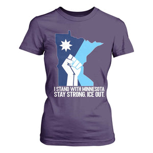 I Stand With Minnesota T Shirt For Women Minnesota Flag Anti ICE Immigration Protest Resist TS14 Purple Print Your Wear