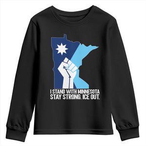 I Stand With Minnesota Youth Sweatshirt Minnesota Flag Anti ICE Immigration Protest Resist TS14 Black Print Your Wear