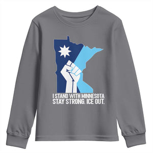 I Stand With Minnesota Youth Sweatshirt Minnesota Flag Anti ICE Immigration Protest Resist TS14 Charcoal Print Your Wear