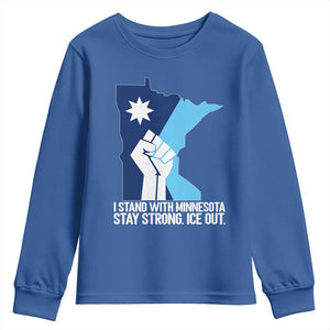 I Stand With Minnesota Youth Sweatshirt Minnesota Flag Anti ICE Immigration Protest Resist TS14 Royal Blue Print Your Wear
