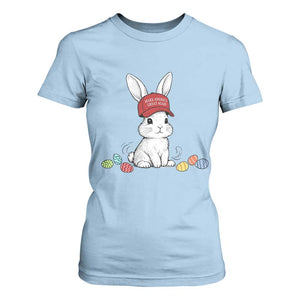 Funny Easter Bunny Wearing Hat American T Shirt For Women TS14 Light Blue Print Your Wear