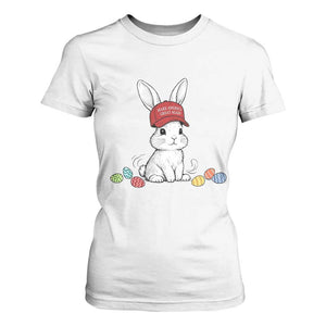 Funny Easter Bunny Wearing Hat American T Shirt For Women TS14 White Print Your Wear