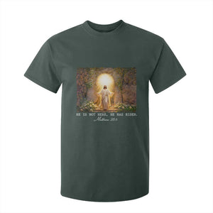 He Is Not Here He Has Risen T Shirt For Kid Easter Christian Jesus TS14 Dark Forest Green Print Your Wear
