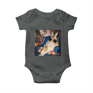 Funny Easter Bunny Sunglasses Graphic Baby Onesie TS14 Dark Heather Print Your Wear