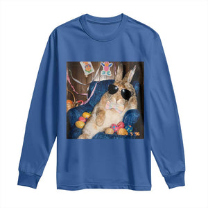 Funny Easter Bunny Sunglasses Graphic Long Sleeve Shirt TS14 Royal Blue Print Your Wear