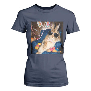 Funny Easter Bunny Sunglasses Graphic T Shirt For Women TS14 Navy Print Your Wear