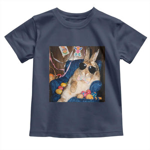 Funny Easter Bunny Sunglasses Graphic Toddler T Shirt TS14 Navy Print Your Wear