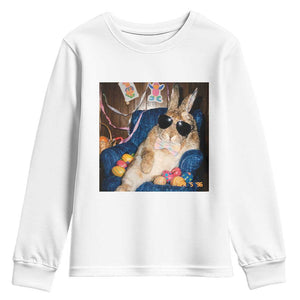 Funny Easter Bunny Sunglasses Graphic Youth Sweatshirt TS14 White Print Your Wear