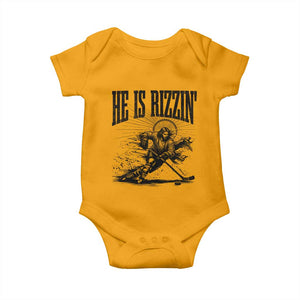Funny Jesus Hockey Baby Onesie He Is Rizzin' TS14 Gold Print Your Wear