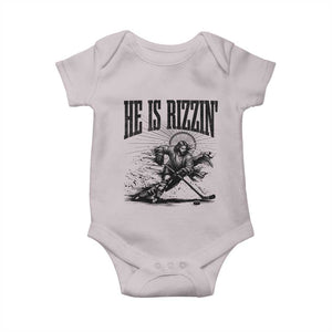 Funny Jesus Hockey Baby Onesie He Is Rizzin' TS14 Ice Gray Print Your Wear