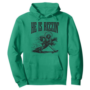 Funny Jesus Hockey Hoodie He Is Rizzin' TS14 Irish Green Print Your Wear