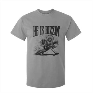 Funny Jesus Hockey T Shirt For Kid He Is Rizzin' TS14 Sport Gray Print Your Wear
