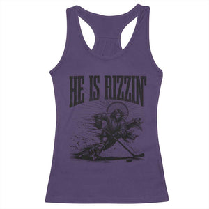 Funny Jesus Hockey Racerback Tank Top He Is Rizzin' TS14 Purple Print Your Wear