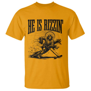 Funny Jesus Hockey T Shirt He Is Rizzin' TS14 Gold Print Your Wear