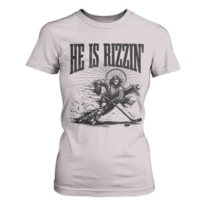 Funny Jesus Hockey T Shirt For Women He Is Rizzin' TS14 Ice Gray Print Your Wear