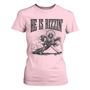 Funny Jesus Hockey T Shirt For Women He Is Rizzin' TS14 Light Pink Print Your Wear