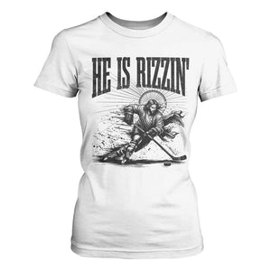Funny Jesus Hockey T Shirt For Women He Is Rizzin' TS14 White Print Your Wear