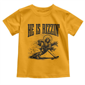Funny Jesus Hockey Toddler T Shirt He Is Rizzin' TS14 Gold Print Your Wear