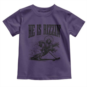 Funny Jesus Hockey Toddler T Shirt He Is Rizzin' TS14 Purple Print Your Wear