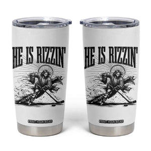 Funny Jesus Hockey Tumbler Cup He Is Rizzin' TS14 White Print Your Wear