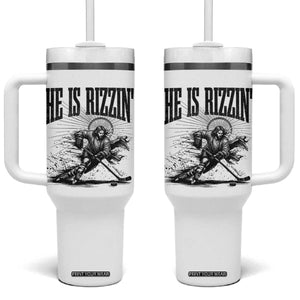 Funny Jesus Hockey Tumbler With Handle He Is Rizzin' TS14 One Size: 40 oz White Print Your Wear
