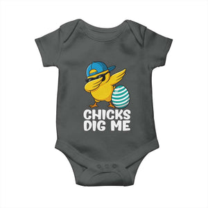 Easter Chicks Dig Me Baby Onesie Cute Chicken Dabbing Egg Hunt Toddler TS14 Dark Heather Print Your Wear