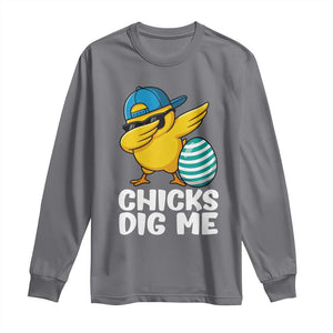 Easter Chicks Dig Me Long Sleeve Shirt Cute Chicken Dabbing Egg Hunt Toddler TS14 Charcoal Print Your Wear
