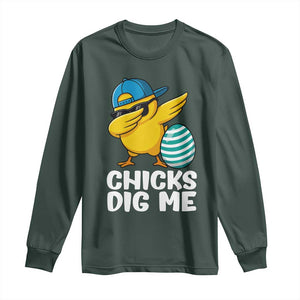 Easter Chicks Dig Me Long Sleeve Shirt Cute Chicken Dabbing Egg Hunt Toddler TS14 Dark Forest Green Print Your Wear