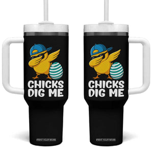 Easter Chicks Dig Me Tumbler With Handle Cute Chicken Dabbing Egg Hunt Toddler TS14 One Size: 40 oz Black Print Your Wear