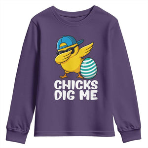 Easter Chicks Dig Me Youth Sweatshirt Cute Chicken Dabbing Egg Hunt Toddler TS14 Purple Print Your Wear