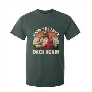 Funny Jesus Easter T Shirt For Kid Guess Who's Back? Back Again Easter TS14 Dark Forest Green Print Your Wear