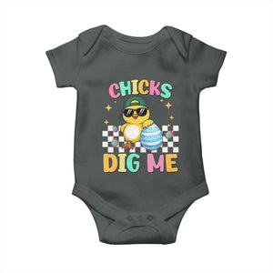 Chicks Dig Me Baby Onesie Funny Easter Chick TS14 Dark Heather Print Your Wear