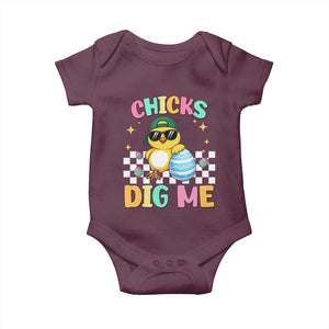 Chicks Dig Me Baby Onesie Funny Easter Chick TS14 Maroon Print Your Wear
