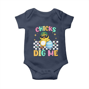Chicks Dig Me Baby Onesie Funny Easter Chick TS14 Navy Print Your Wear