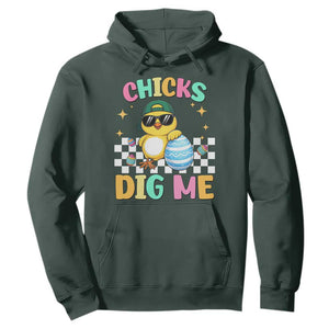 Chicks Dig Me Hoodie Funny Easter Chick TS14 Dark Forest Green Print Your Wear