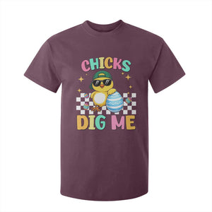Chicks Dig Me T Shirt For Kid Funny Easter Chick TS14 Maroon Print Your Wear