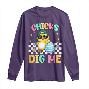 Chicks Dig Me Long Sleeve Shirt Funny Easter Chick TS14 Purple Print Your Wear
