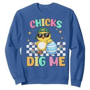Chicks Dig Me Sweatshirt Funny Easter Chick TS14 Royal Blue Print Your Wear