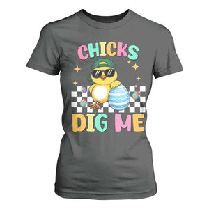 Chicks Dig Me T Shirt For Women Funny Easter Chick TS14 Dark Heather Print Your Wear