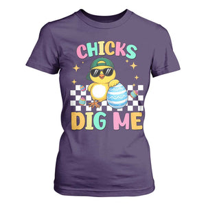 Chicks Dig Me T Shirt For Women Funny Easter Chick TS14 Purple Print Your Wear