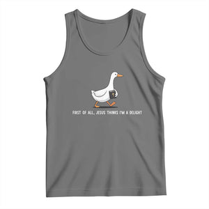 Jesus Thinks I'm A Delight Tank Top Funny Christian Goose Sarcastic TS14 Black Heather Print Your Wear